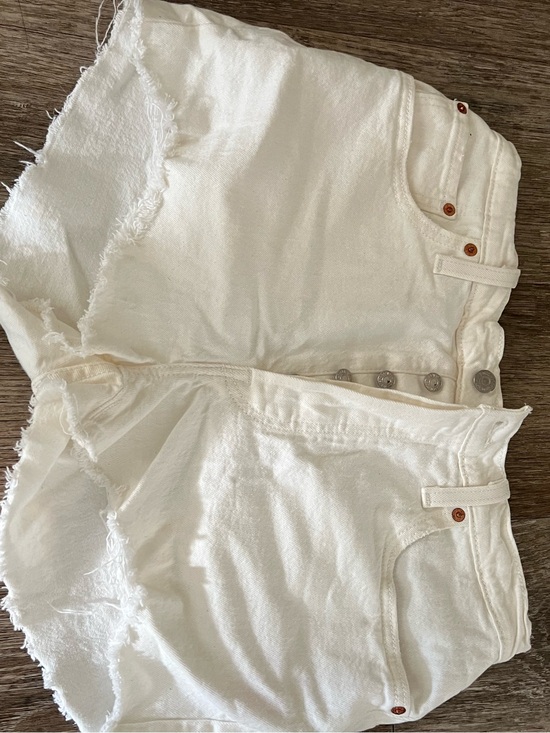 Levi's Pants - Levi's White Raw-Hem Denim Shorts